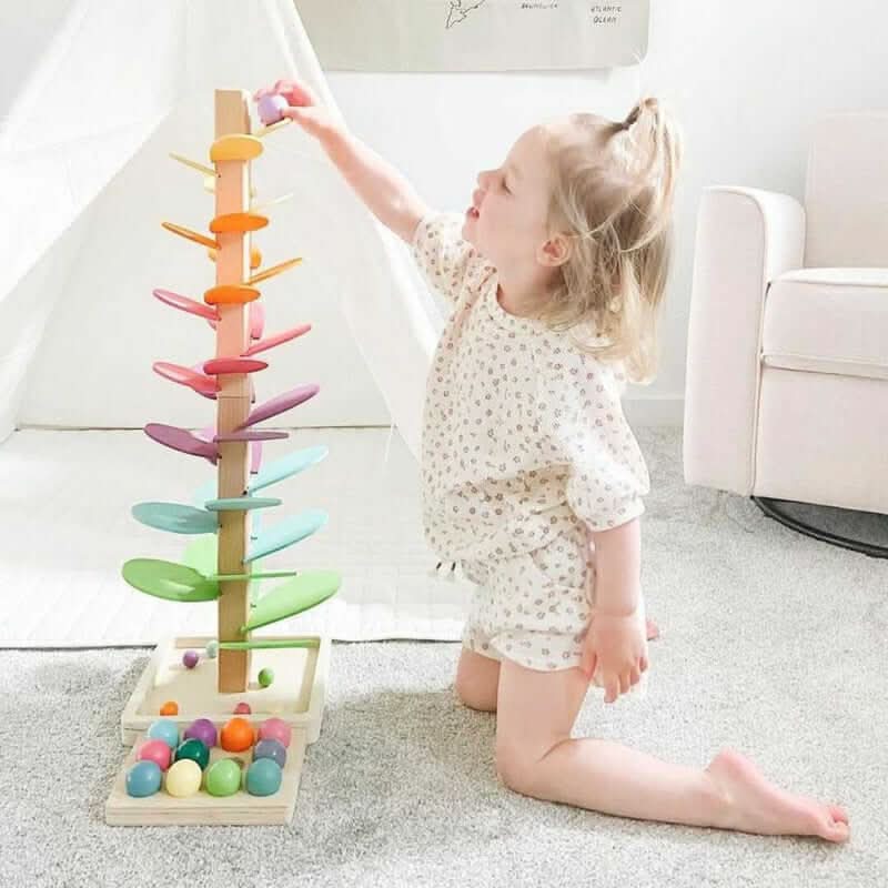 Interactive Wooden Marble Tower Sensory Toy For Children's Development