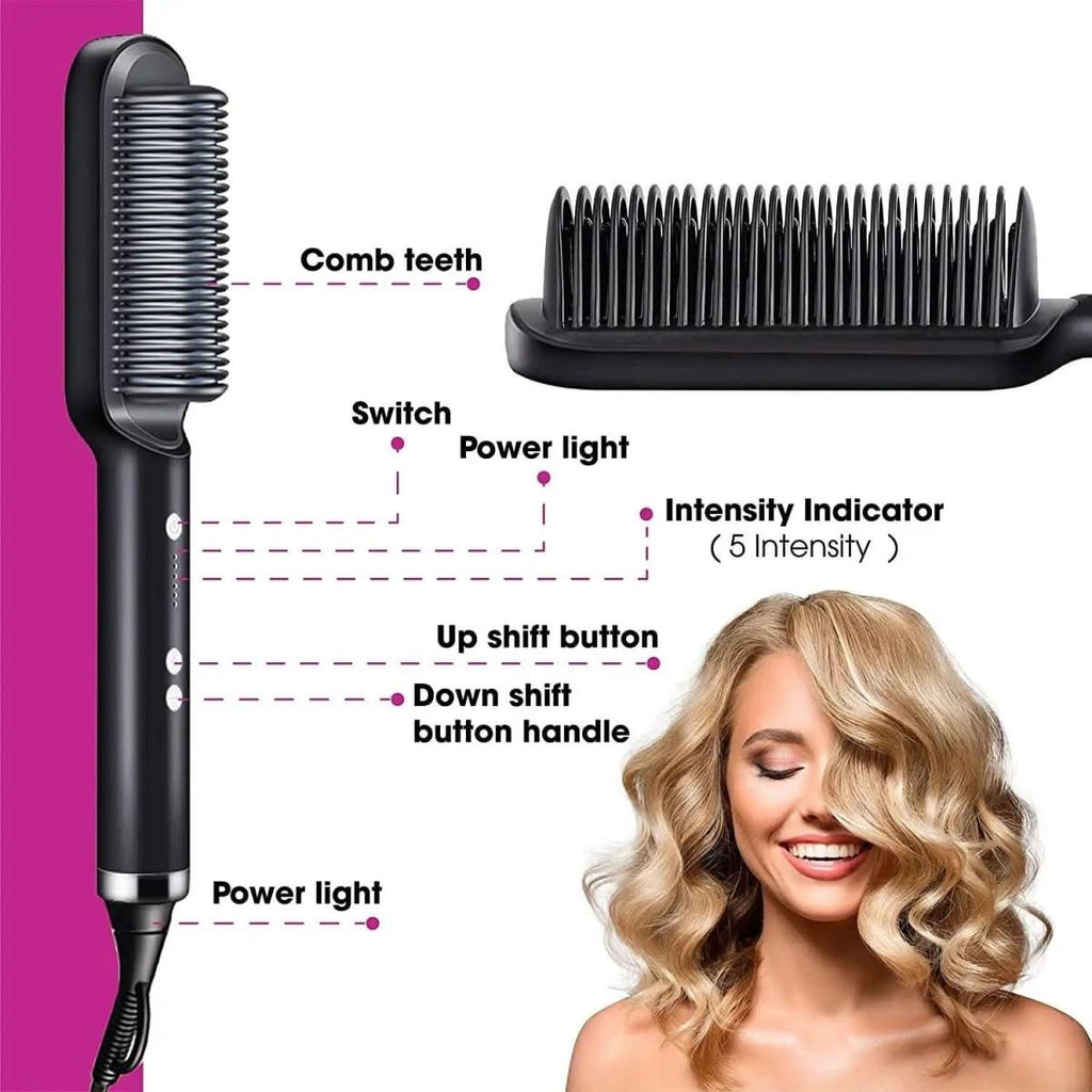 SilkGlide Pro Hair Straightener With Ceramic Brush For Fast Healthy Styling