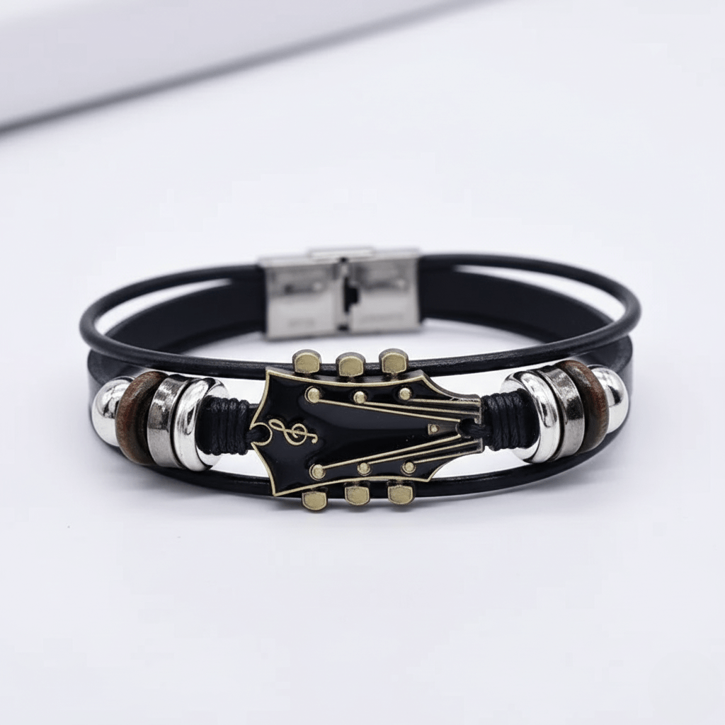 Chordline Leather Bracelet With Guitar-Inspired Design