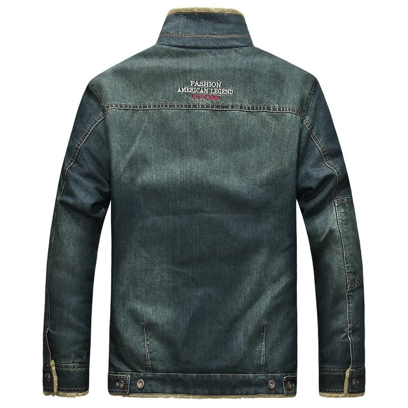 Lucas Windbreaker Jacket In Denim With Fleece Lining For Men