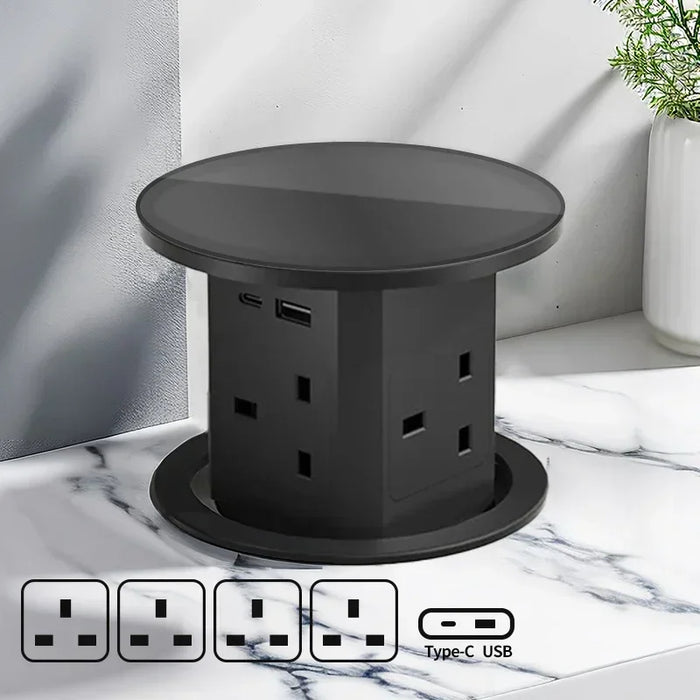 Auto Pop-Up Desk Socket Tower With USB-C, Wireless Charging And Global Plug | Fervei