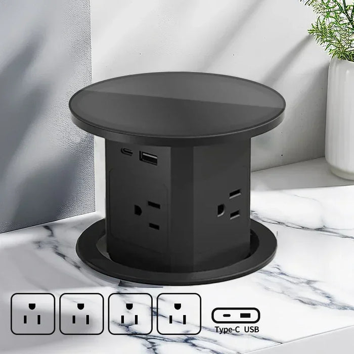 Auto Pop-Up Desk Socket Tower With USB-C, Wireless Charging And Global Plug | Fervei