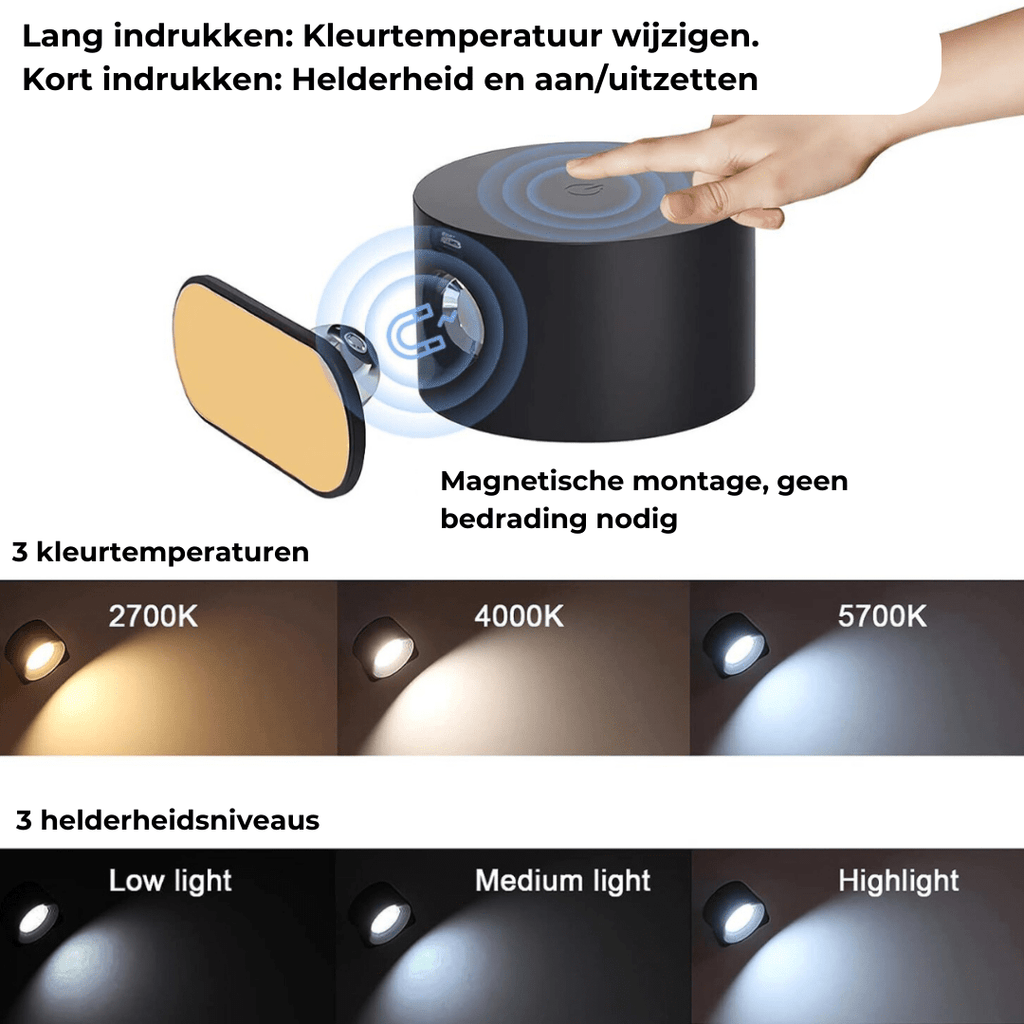 NovaLumen 360° bezdrátová nástěnná lampa s dobíjením