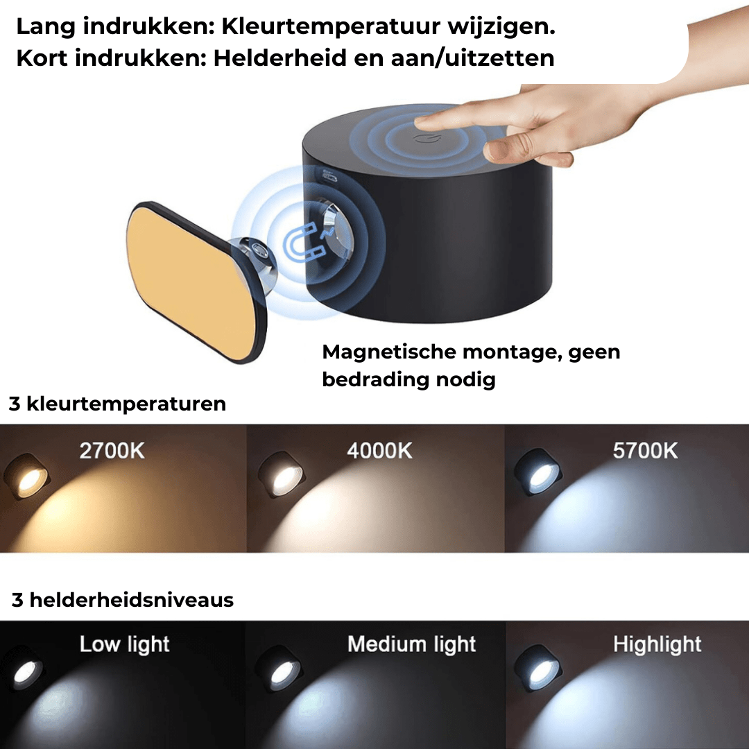 NovaLumen 360° bezdrátová nástěnná lampa s dobíjením