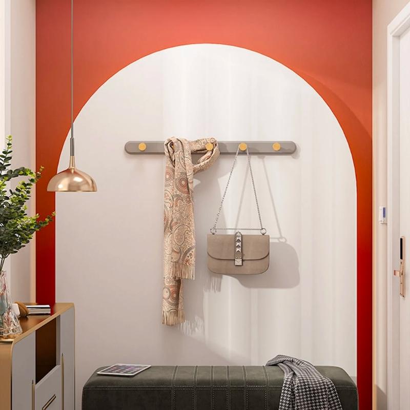 Porte-manteau mural vintage taupe élégant avec crochets pour couloirs