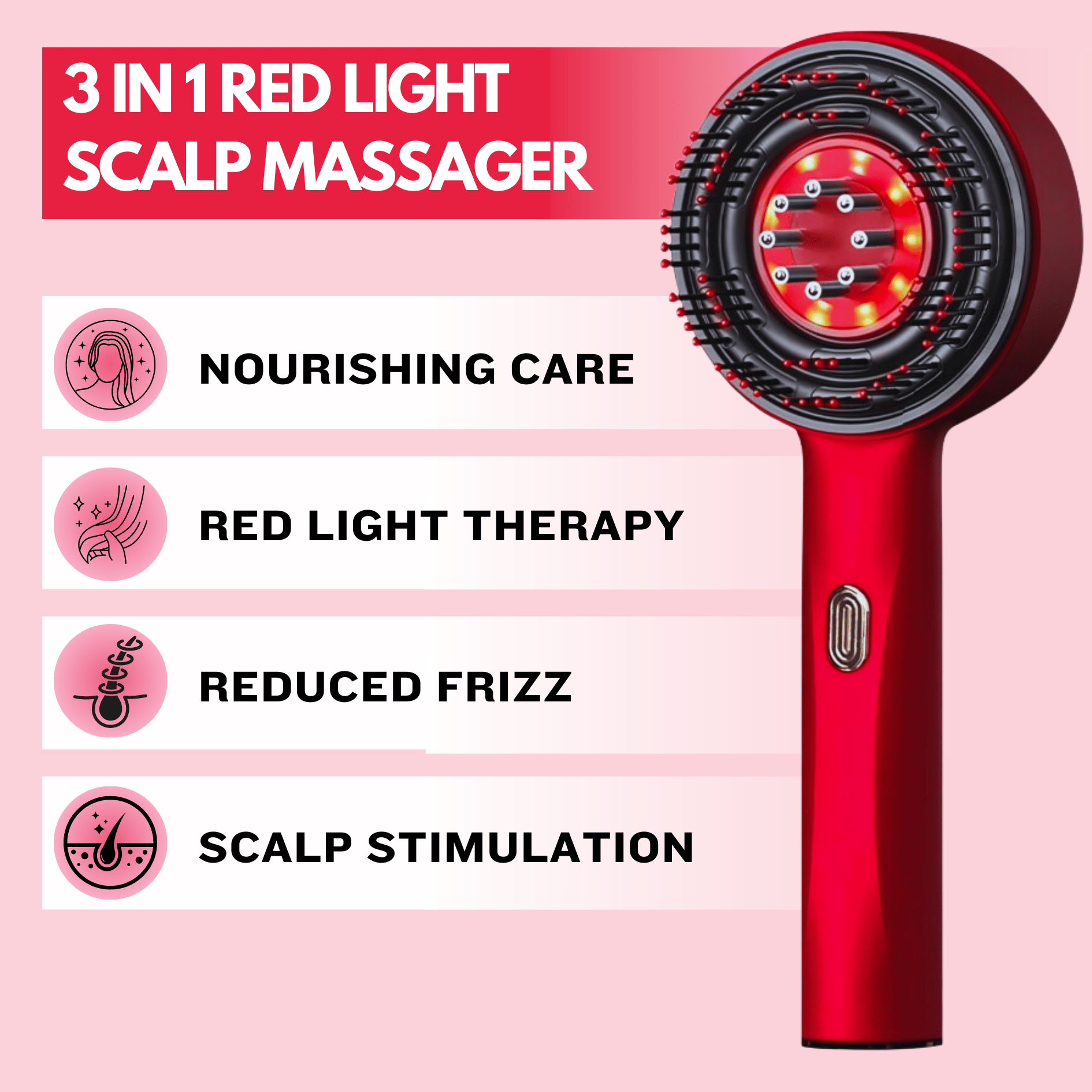 3-in-1 Red Light Scalp Massager | Fervei