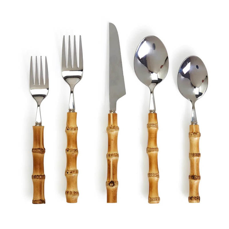 Amber Hued Bamboo Cutlery Set For Everyday Meals And Gatherings