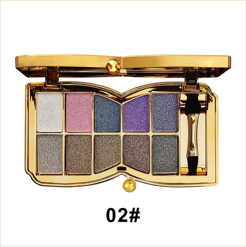 Palette de fards à paupières pailletés 10 couleurs – Poudre maquillage à effet brillant haute brillance pour un maquillage des yeux glamour – Pigmentation intense