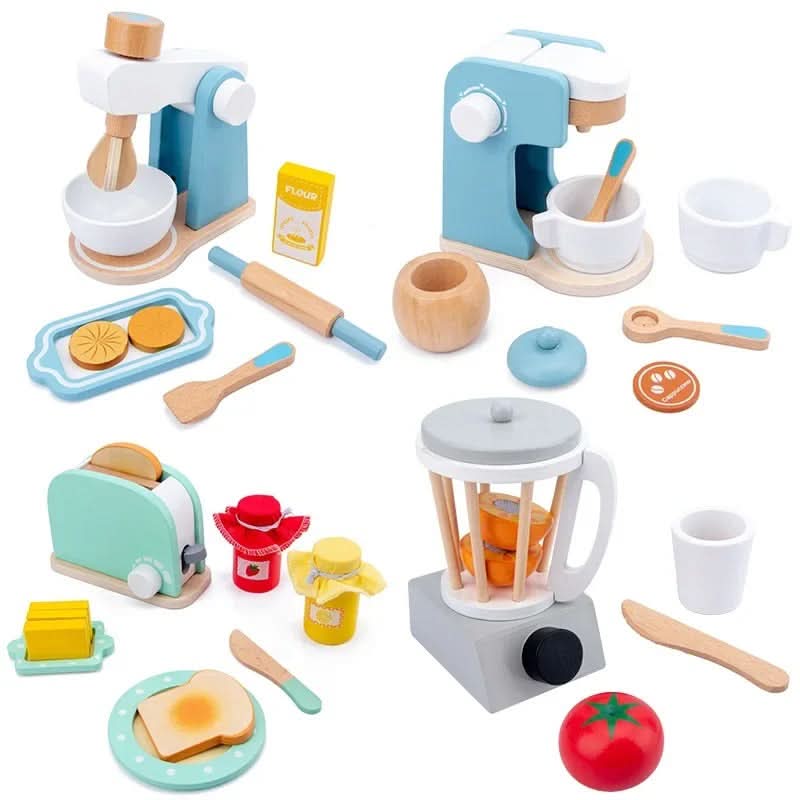 TinyChef Wooden Kitchen Set For Little Chefs Realistic Play Set