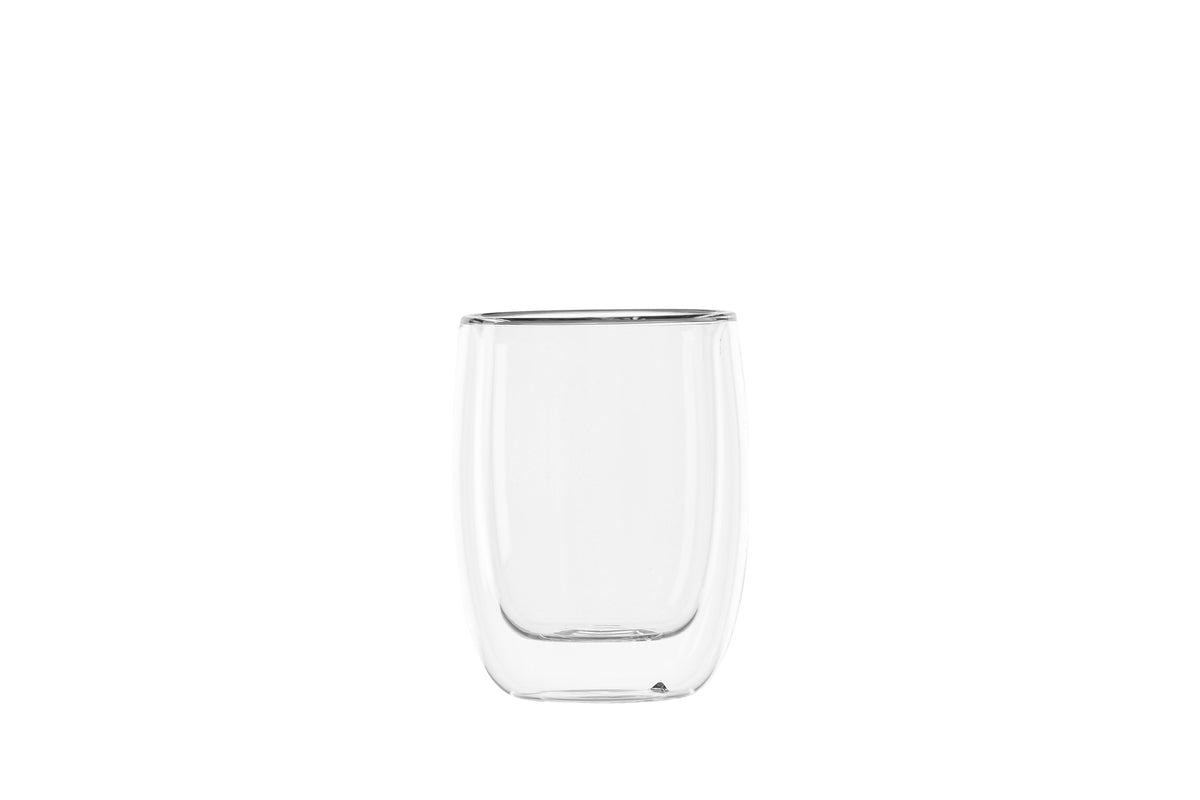 Clear Glass Espresso Cups Set Of 2, Modern Heat Resistant, 7 Cm And 8 Cm Diameters