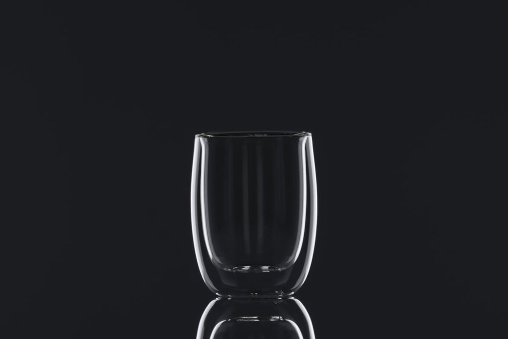 Clear Glass Espresso Cups Set Of 2, Modern Heat Resistant, 7 Cm And 8 Cm Diameters