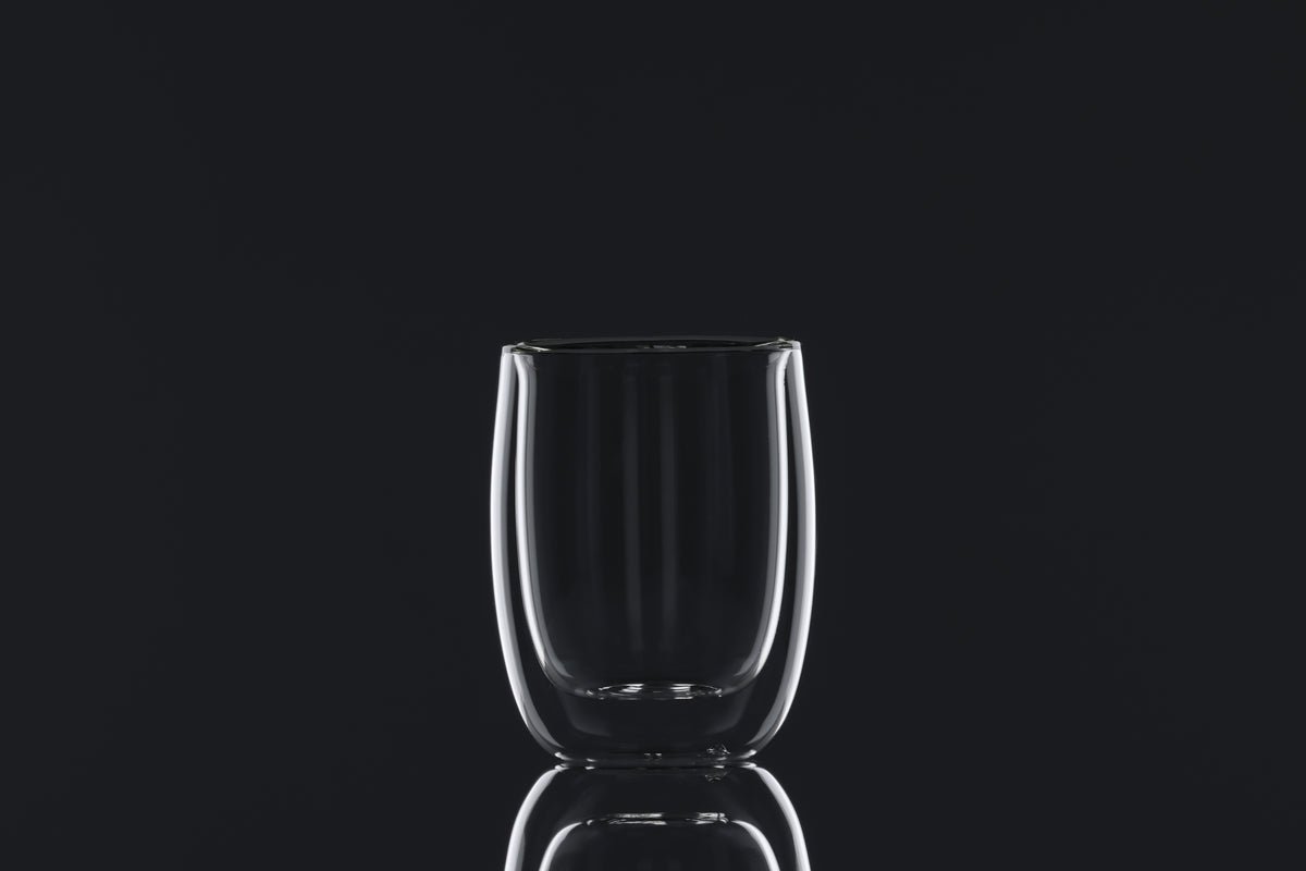 Clear Glass Espresso Cups Set Of 2, Modern Heat Resistant, 7 Cm And 8 Cm Diameters