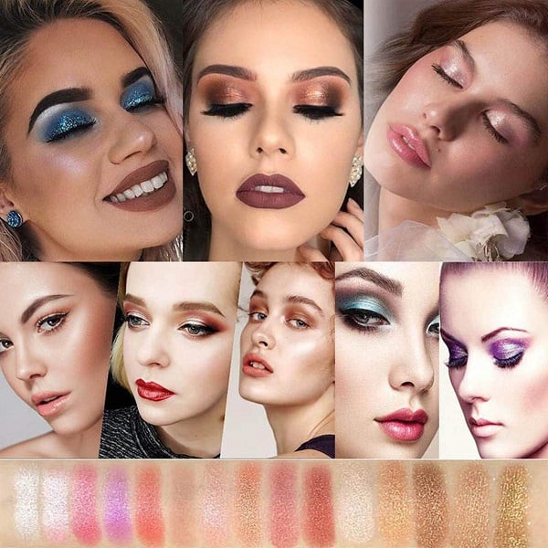 Palette de fards à paupières pailletés 10 couleurs – Poudre maquillage à effet brillant haute brillance pour un maquillage des yeux glamour – Pigmentation intense