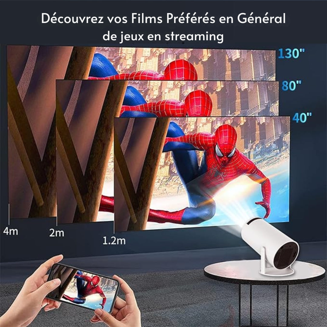 Projektor Smart 4K z WiFi, Bluetooth i HDMI, kąt widzenia 180 stopni