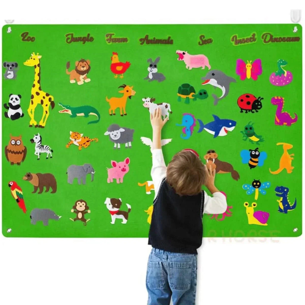 DreamLeaf Filz-Tafel für spielerisches Tierlernen für Kinder ab 3 Jahren