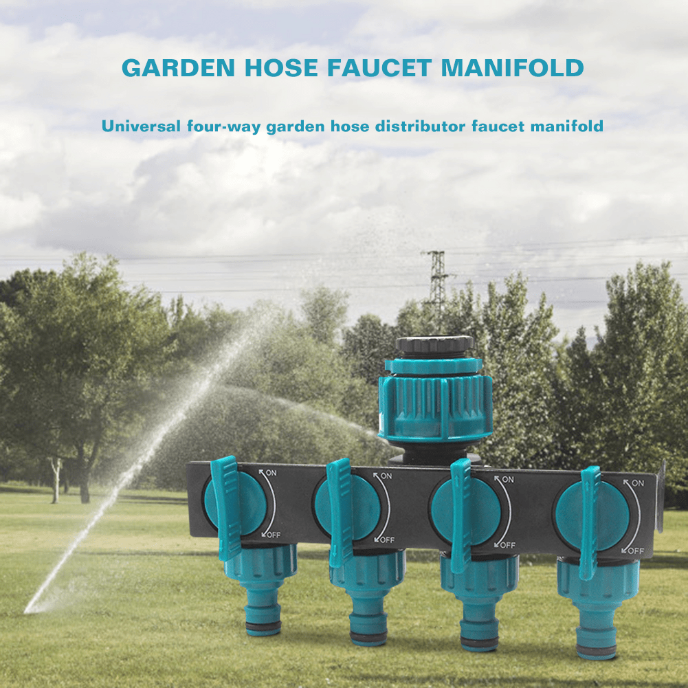 4 Way Garden Hose Distributor With Adjustable Tap Adapter