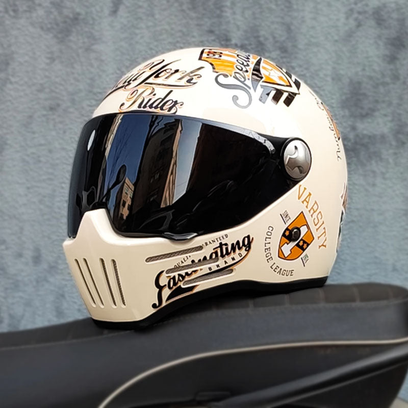 Přilba Bikerslifestyle Full Face Cruiser s tmavým štítem, schválená DOT a ECE