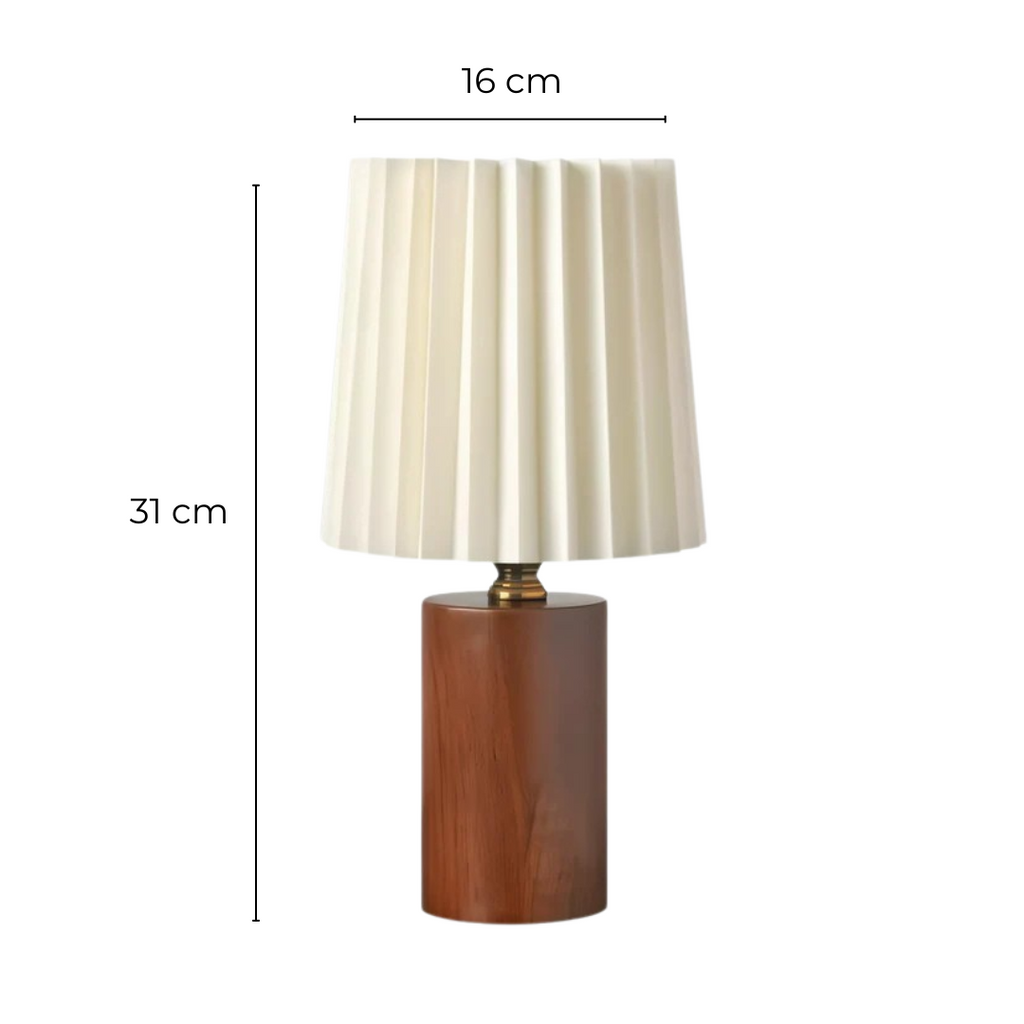 Lampada da Tavolo in Legno con Paralume Plissettato Maple Haven per Bagliore Accogliente