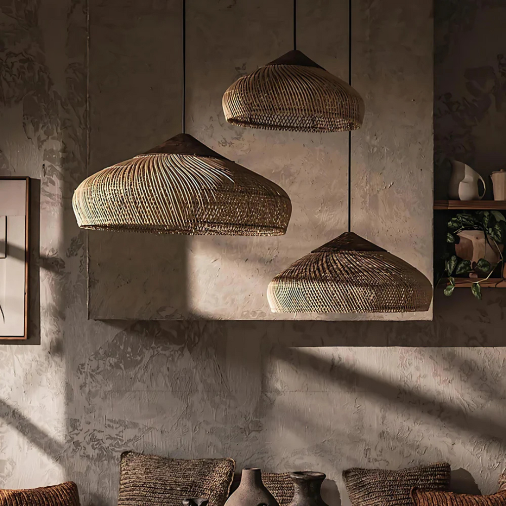 LumaRattan ručně tkané ratanové boho závěsné stropní světlo