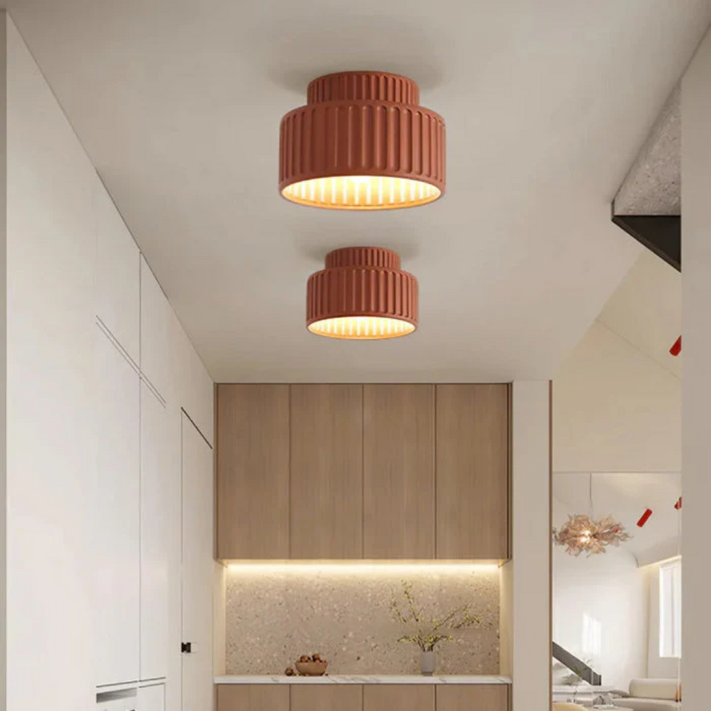 LumaArc Ribbed Vintage Ceiling Light For Low Ceilings