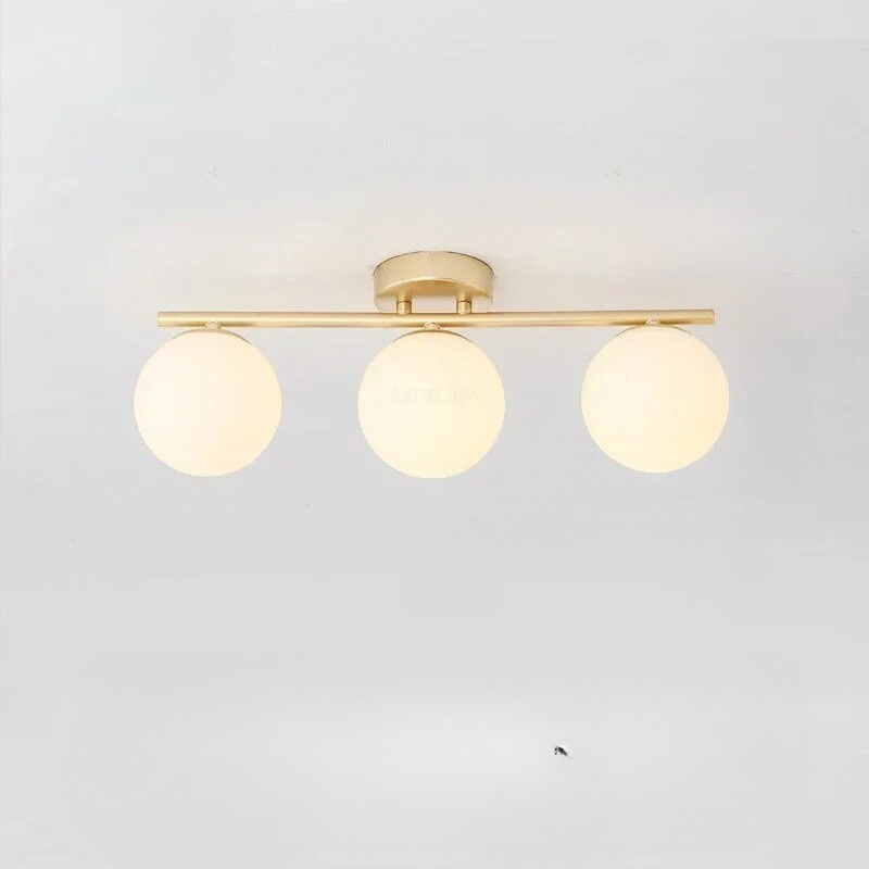 Nordic LED Glow Glass Ceiling Fixture With White Sphere