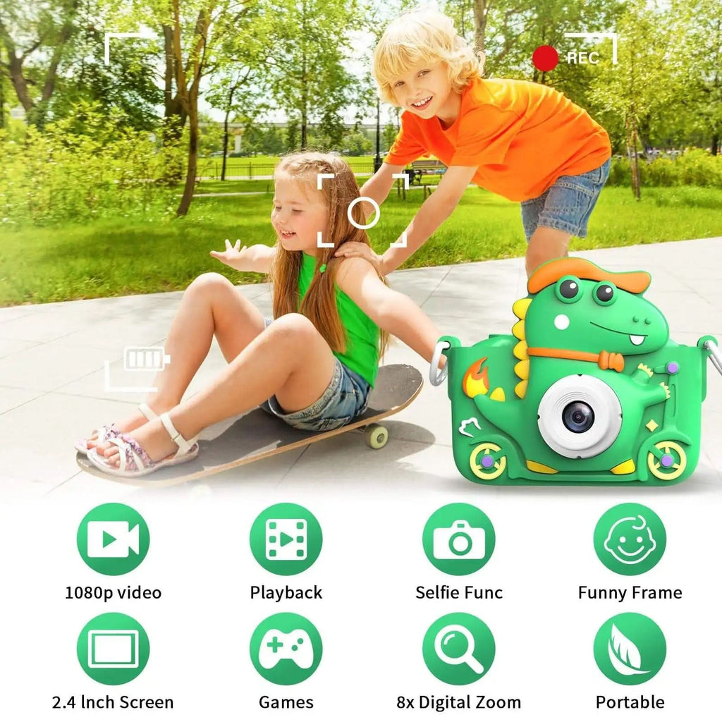 DinoVista Kids Camera With 1080p HD Dinosaur Design