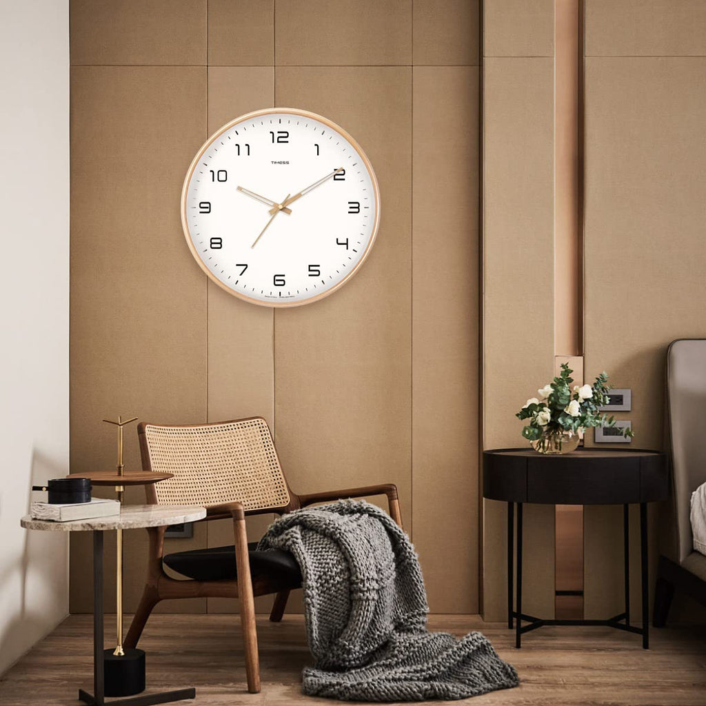 Elegant Solid Wood Analog Wall Clock for Home Decoration and Living Spaces