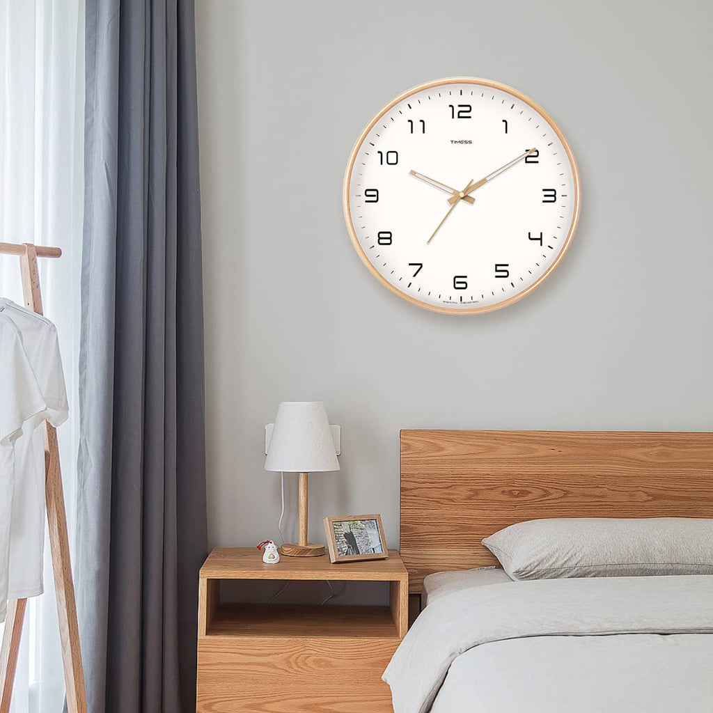 Elegant Solid Wood Analog Wall Clock for Home Decoration and Living Spaces
