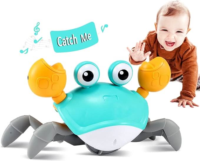 Jouet rampant CrawlJoy Crabe avec musique et couleurs pour bébés de 12 mois et plus