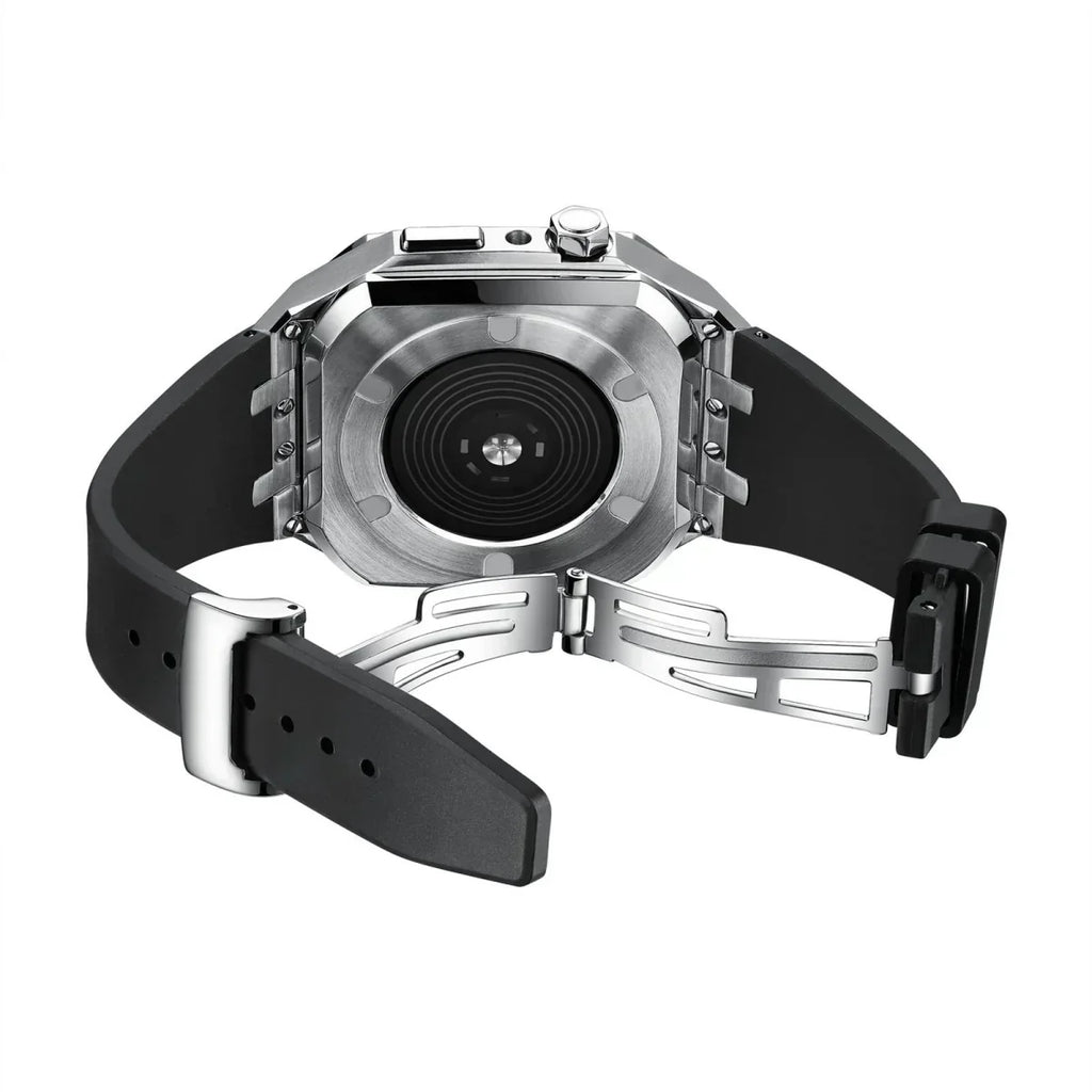 Kit cu bandă din silicon AP9009 și carcasă din oțel inoxidabil 316L pentru Apple Watch