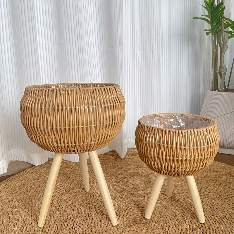 Boho kurv plantekasse sett for innendørs grøntstyling