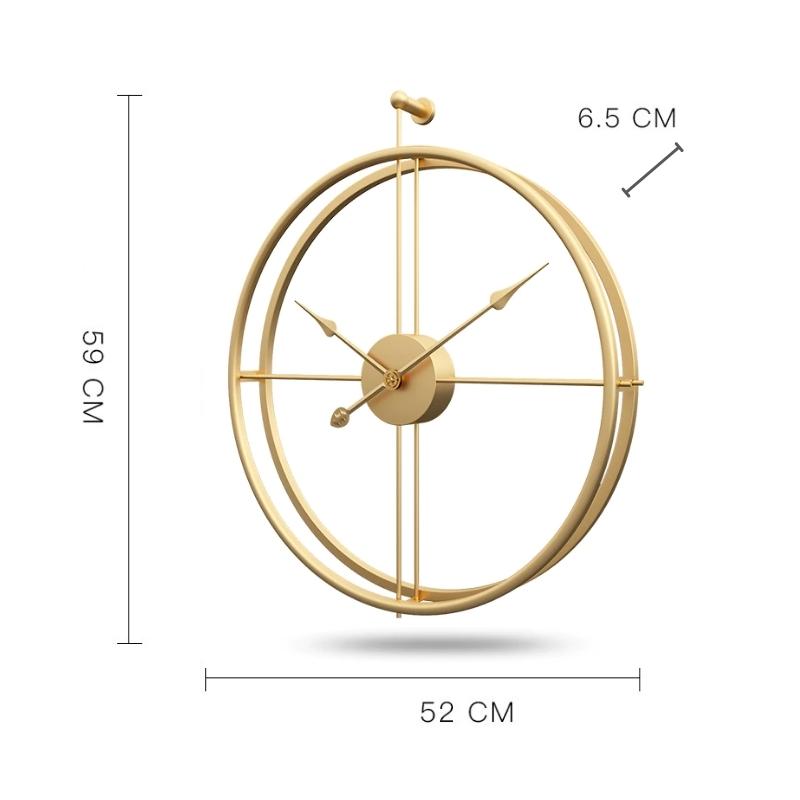 Large Gold Wall Clock With Minimalist Metal Frame For Modern Living Rooms