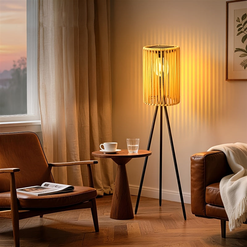 Handwoven Solar Floor Lamp