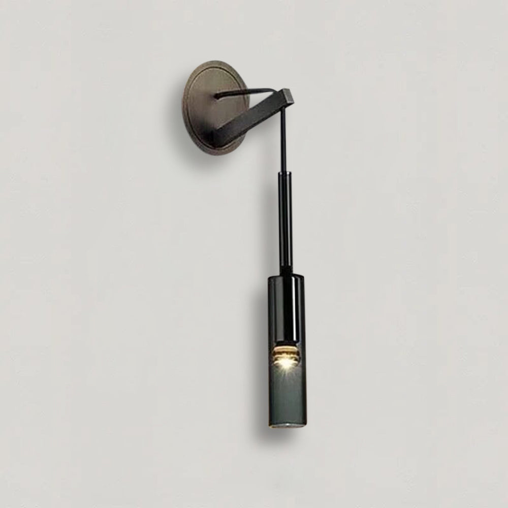 Vellara Smoky Gray Glass Wall Light With Luxe Finish