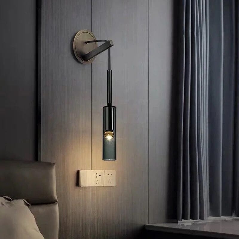 Vellara Smoky Gray Glass Wall Light With Luxe Finish