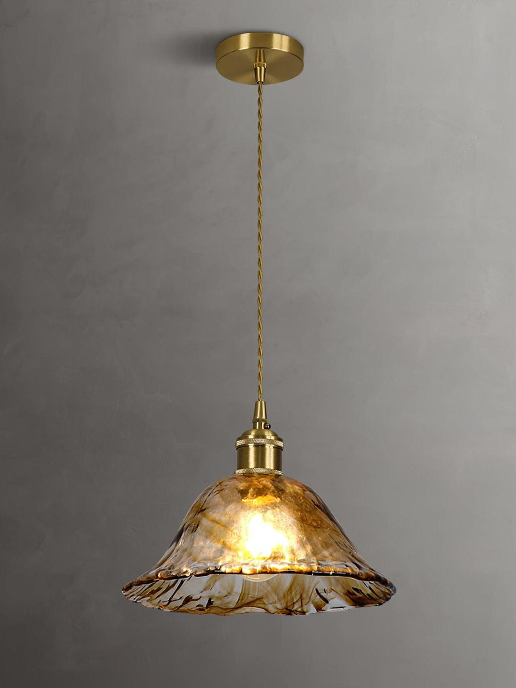 Corvin Brass And Amber Glass Pendant Light