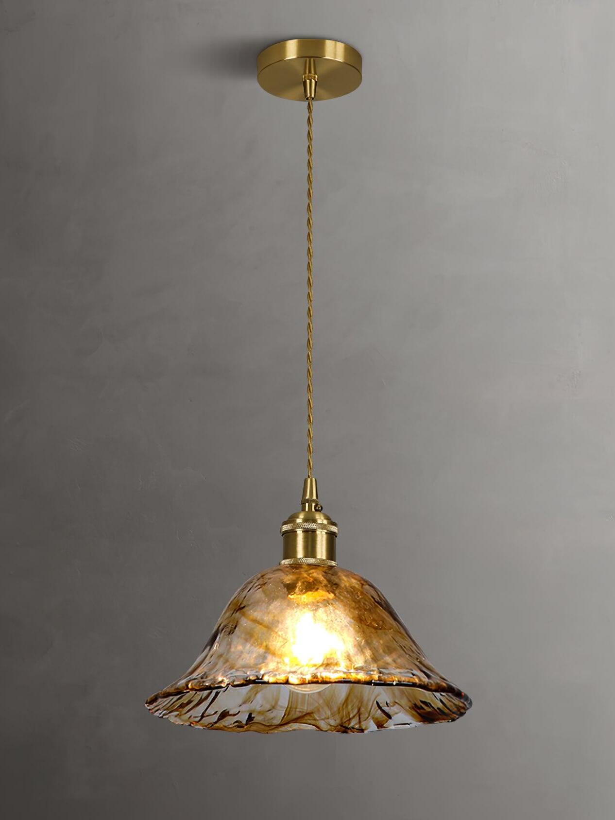 Corvin Brass And Amber Glass Pendant Light