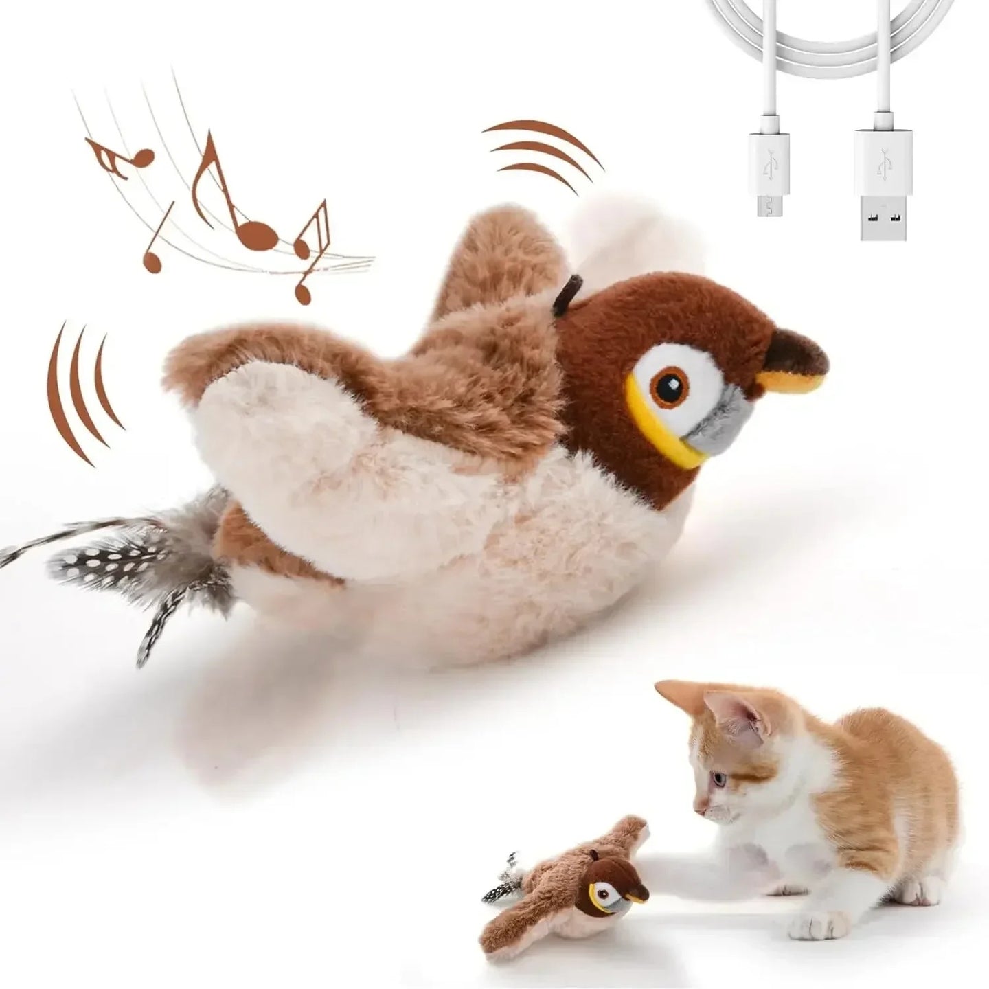 Bird Chase interactieve kattenspeelgoed realistische tjilpende vogel voor binnenjachtplezier