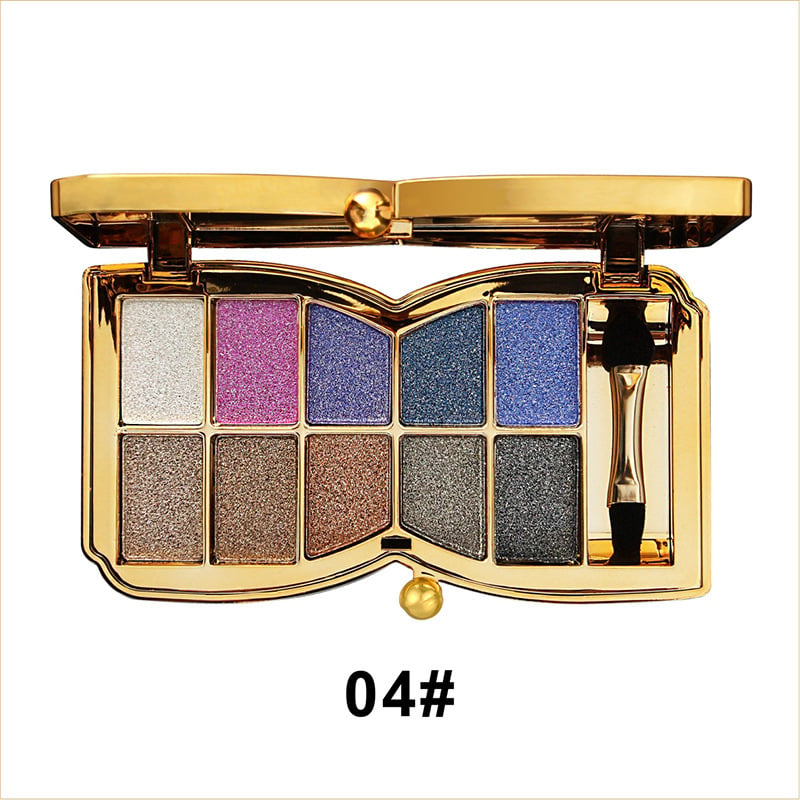Palette de fards à paupières pailletés 10 couleurs – Poudre maquillage à effet brillant haute brillance pour un maquillage des yeux glamour – Pigmentation intense