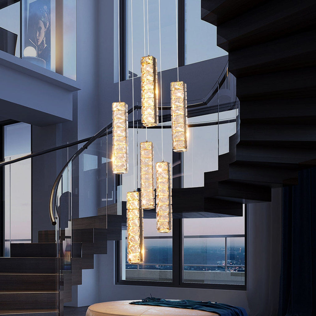 Lumina cylinder krystal LED lysekrone til stuer
