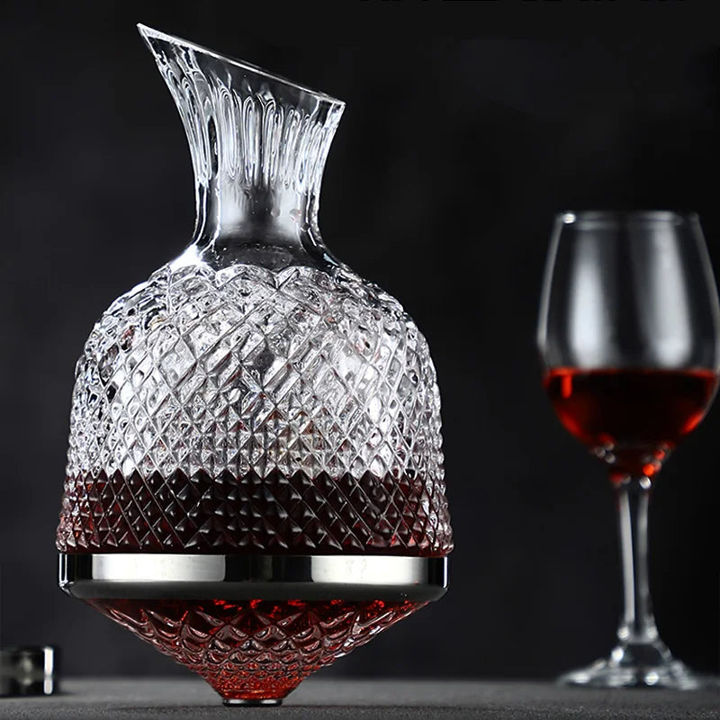Elegant 360-Degree Rotation Crystal Glass Wine Decanter For Fine Serving