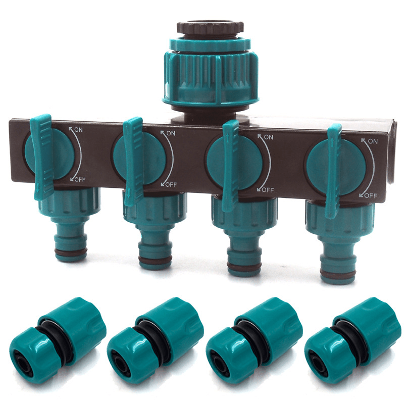 4 Way Garden Hose Distributor With Adjustable Tap Adapter