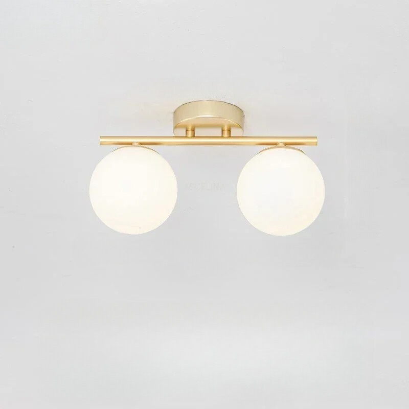 Nordic LED Glow Glass Ceiling Fixture With White Sphere