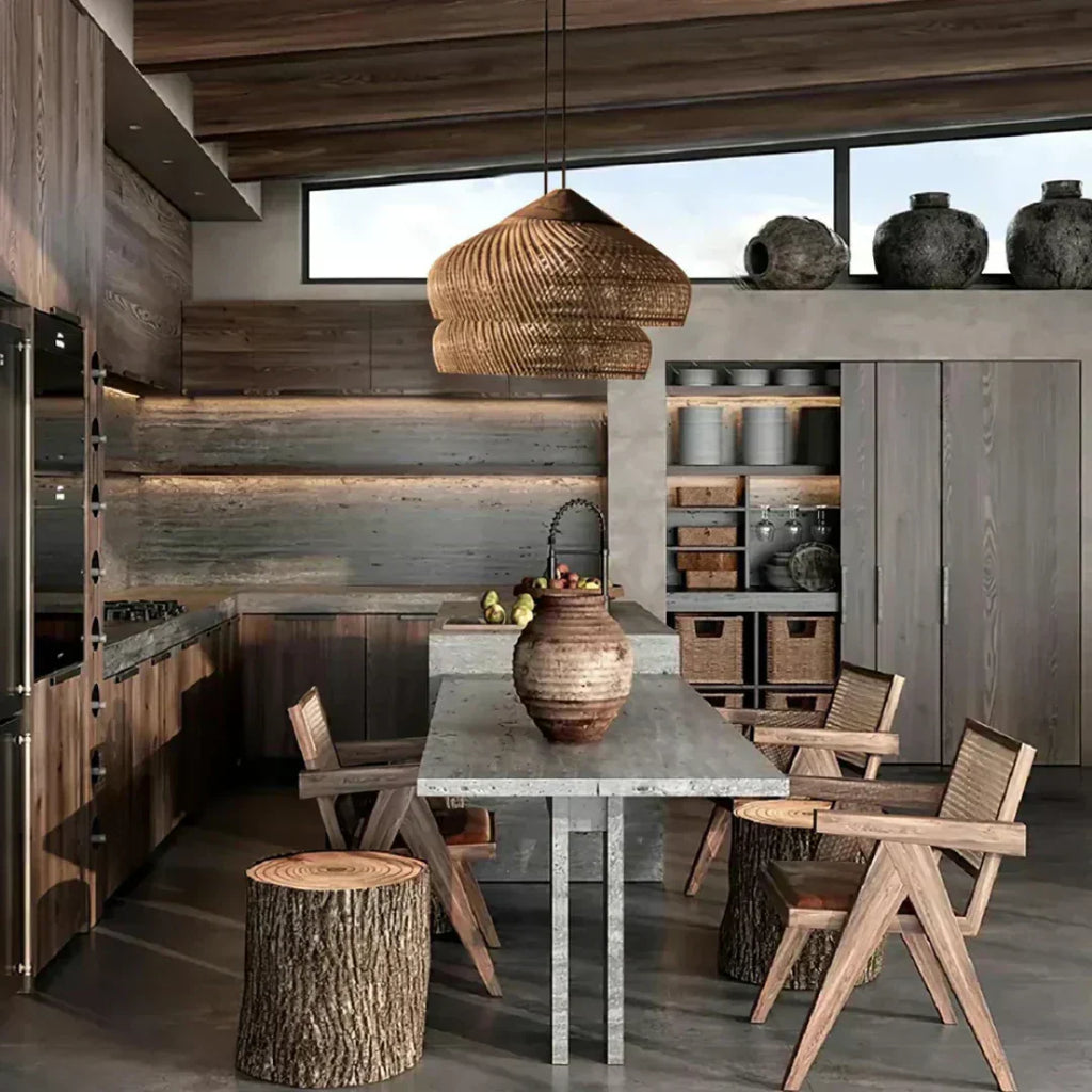 LumaRattan ručně tkané ratanové boho závěsné stropní světlo