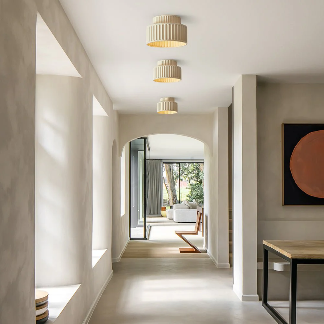 LumaArc Ribbed Vintage Ceiling Light For Low Ceilings