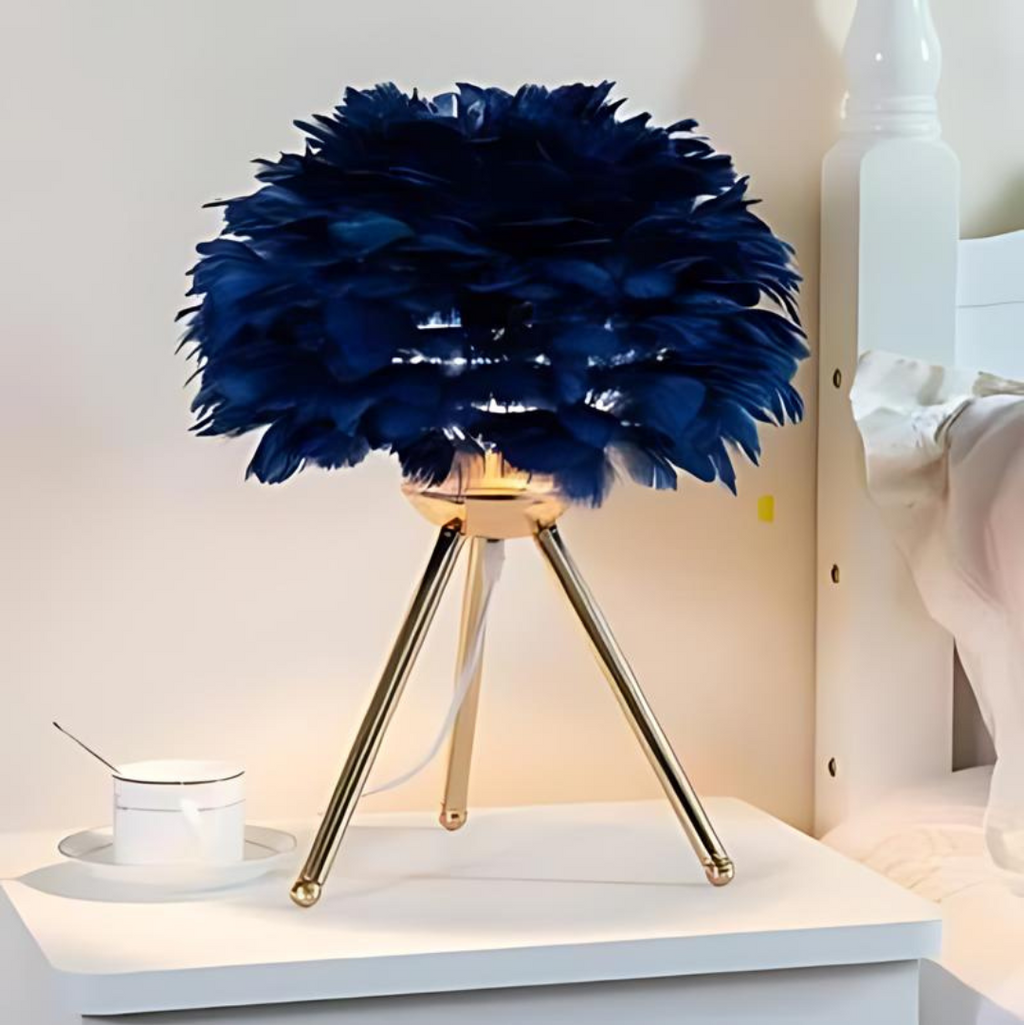 LumaFeather Luxe Feathered Table Lamp For Living Room And Office