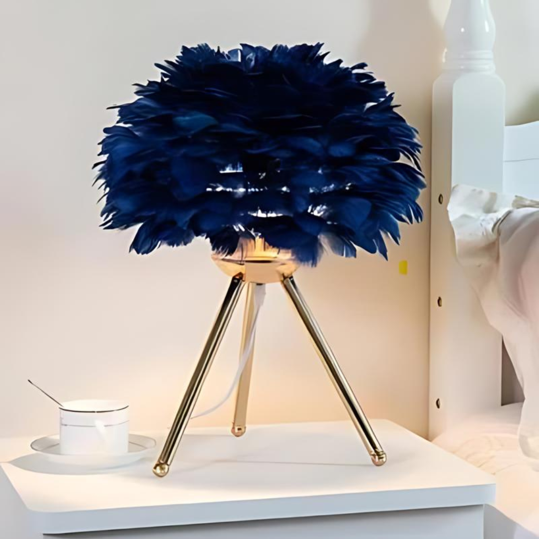 LumaFeather Luxe Feathered Table Lamp For Living Room And Office
