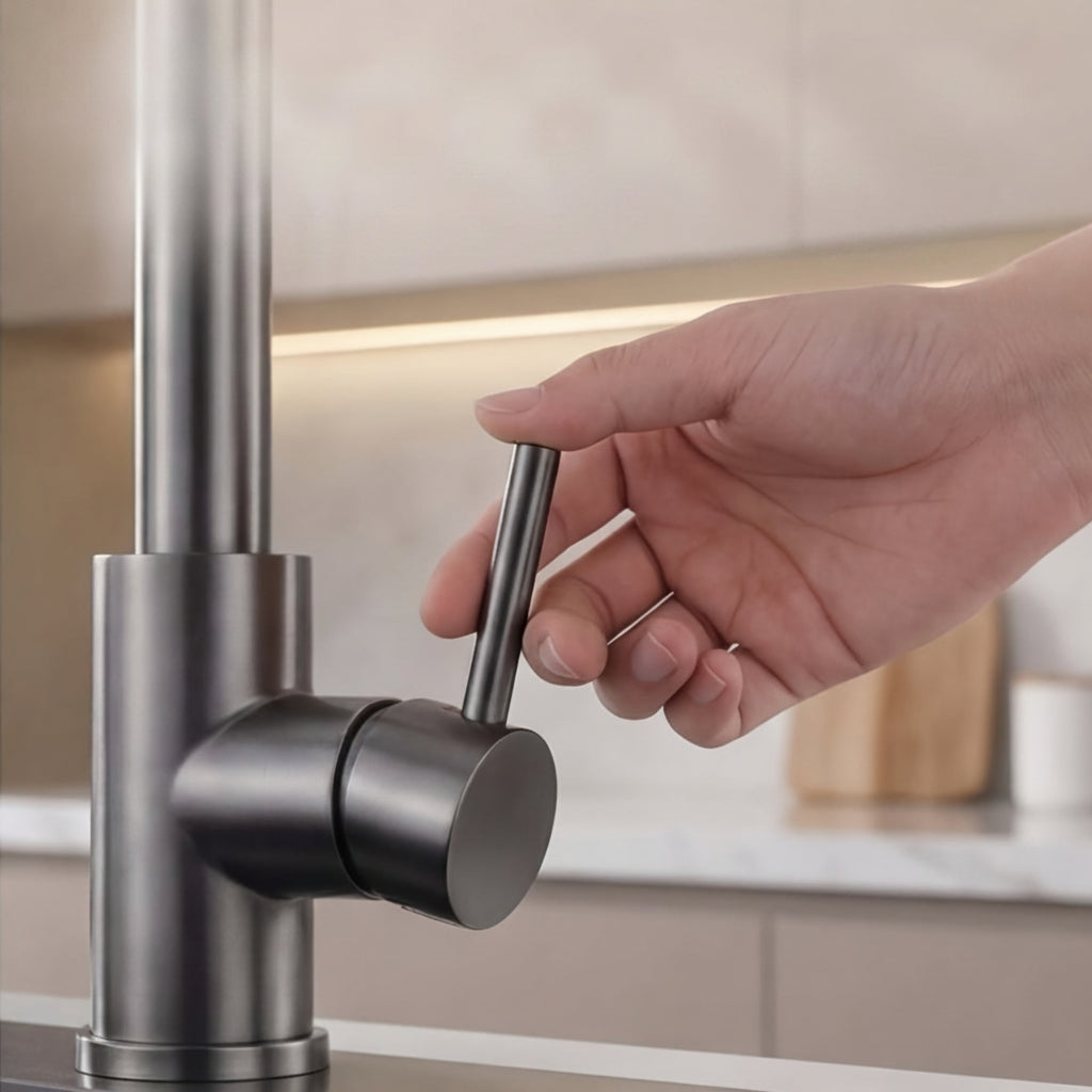 Pull Out Sink Faucet with Modern Stainless Design