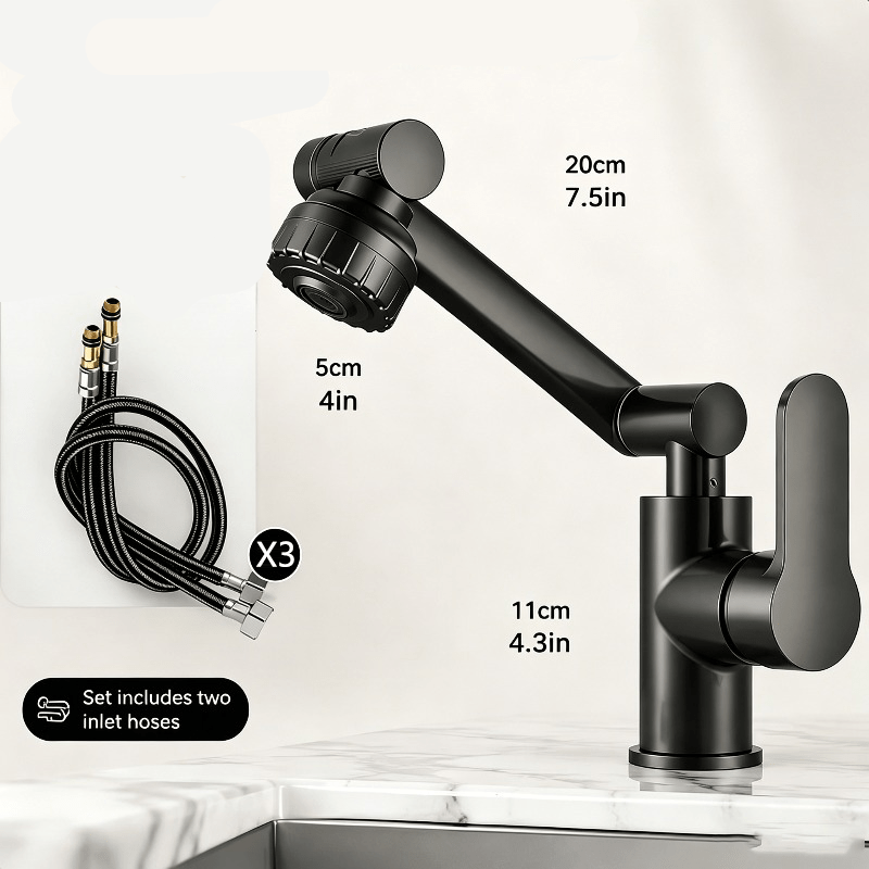 Universal Rotating Faucet with Flexible Extension Arm
