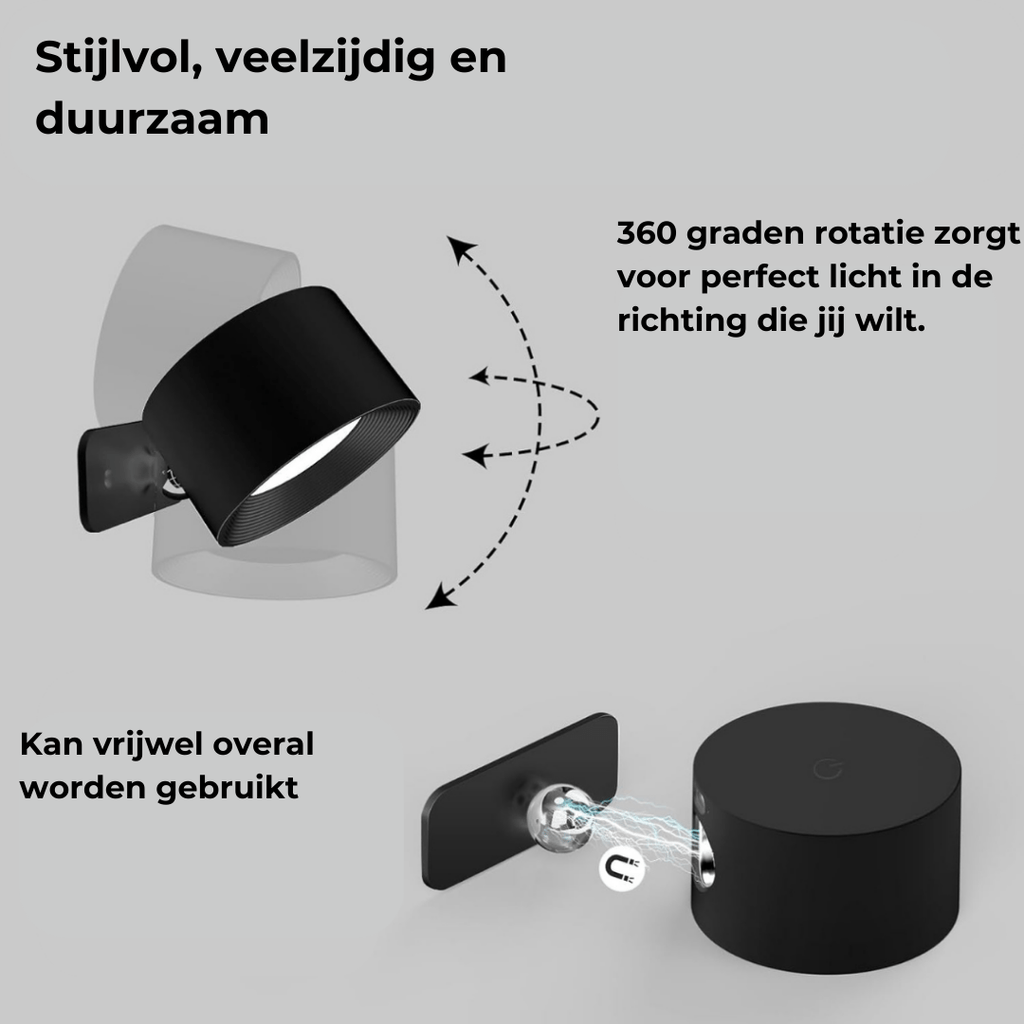 NovaLumen 360° bezdrátová nástěnná lampa s dobíjením